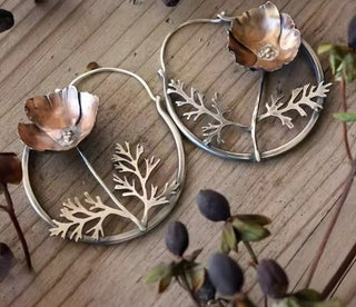 Ethnic Style Flower Hoop Dangle Earrings