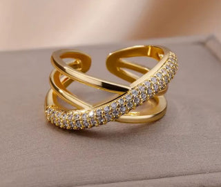 Vintage Zircon Double Cross Shape Ring