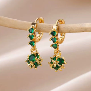 Green Zircon Spherical Drop Earrings