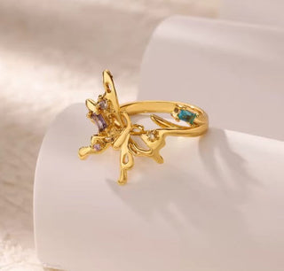 Classic  Zirconia Butterfly Gold Ring