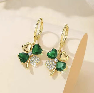 Luxury Clover Shiny Zircon Drop Earrings