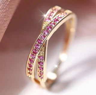 Minimalist Stacking Crossed Zircon Ring