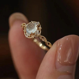 Emily | Gold Plated Moonstone Cat’s Eye Ring