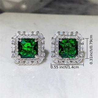 Julia | 925 Silver Emerald Zircon Stud Earrings