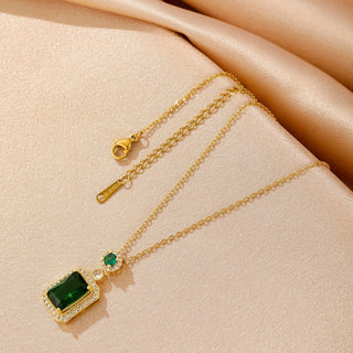 Amara | Men’s Stainless Steel Emerald Zircon Necklace