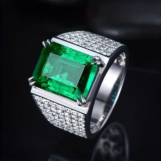 Eliza | Men’s Natural Emerald Green Zircon Ring
