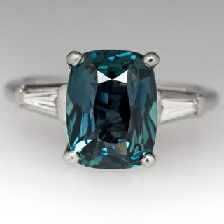 Vintage Blue Greenish Zirconia Silver Ring