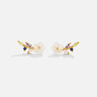Sunny | Crystal White Blossom Earrings