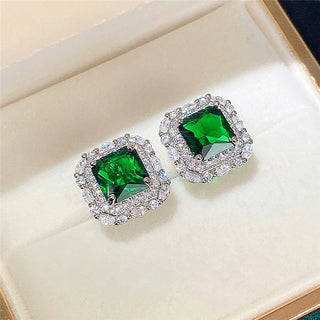 Julia | 925 Silver Emerald Zircon Stud Earrings