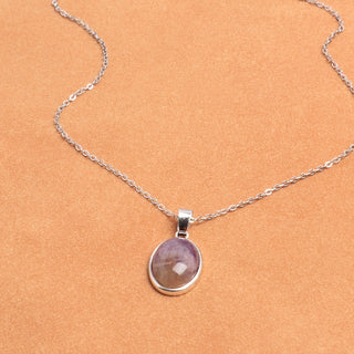 Lillian | Natural Amethyst Oval Pendant Necklace