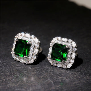 Julia | 925 Silver Emerald Zircon Stud Earrings
