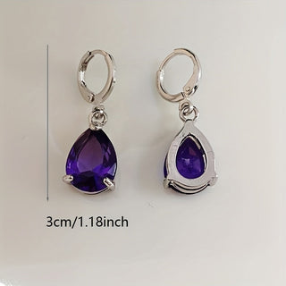 Leah | 2pcs Men's Amethyst & Drop Earrings Noble Earrings