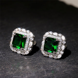 Julia | 925 Silver Emerald Zircon Stud Earrings