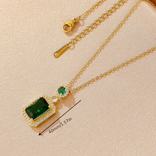 Amara | Men’s Stainless Steel Emerald Zircon Necklace