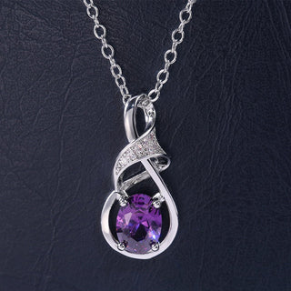Natalie | Delicate Silver Oval Amethyst Necklace