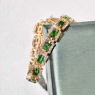 Rylee | Emerald Green Statement Gold Bracelet