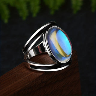 Violet | Chunky Silver Moonstone Ring Men Women