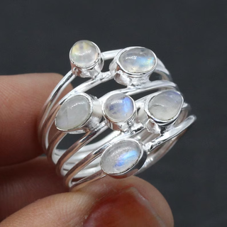 Josie | Vintage Layered Moonstone Silver Ring