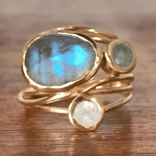 Jade | Vintage Inlaid Blue Moonstone Ring