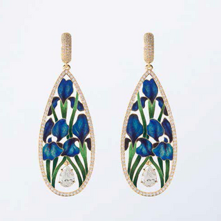 Vintage Blue Flower Drop Earrings