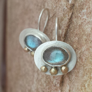 Quinn | Vintage Blue Moonstone Rounded Earrings