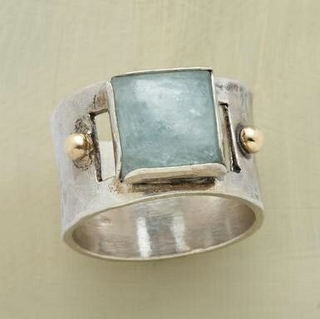 Vintage Green Square Moonstone Ring