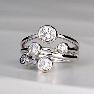 Vintage Layered Silver Zirconia Ring