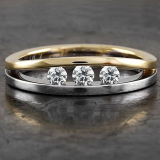 Vintage Gold & Silver Triple Zirconia Ring