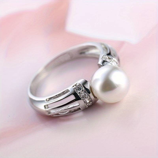 Vintage Silver Pearl Ring