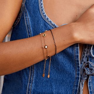 Alaina | Onyx & White Stone Bracelet