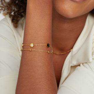 Alaina | Onyx & White Stone Bracelet